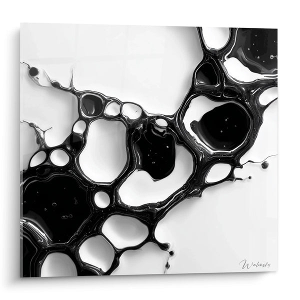 Cuadro Burbujas Negras - Fusión Orgánica - Edición Blanco y Negro Abstracto