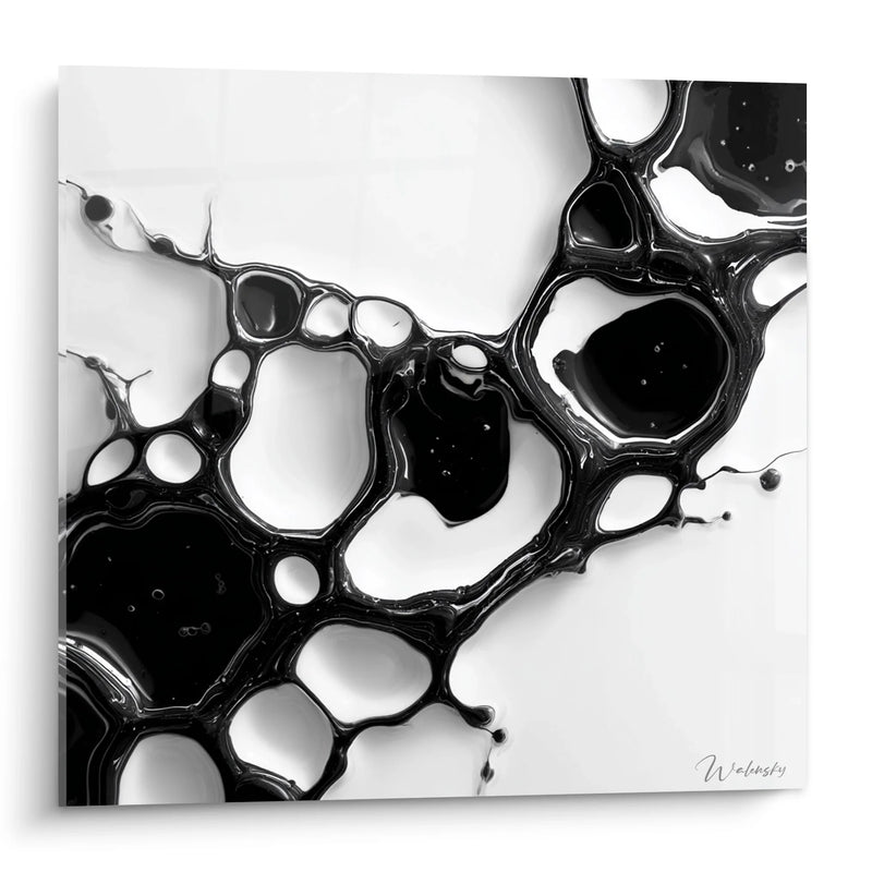 Black Bubbles Painting - Organic Fusion - Black and White Abstract Edition