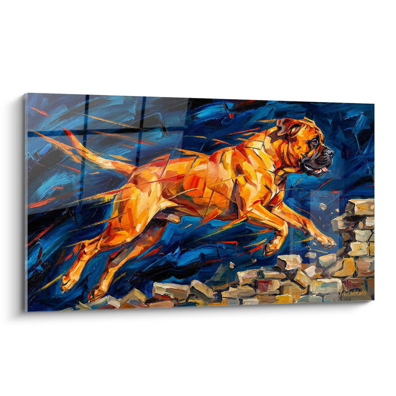 Quadro Cane Arancione in Movimento Dinamico - Slancio Potente - Edizione Bullmastiff
