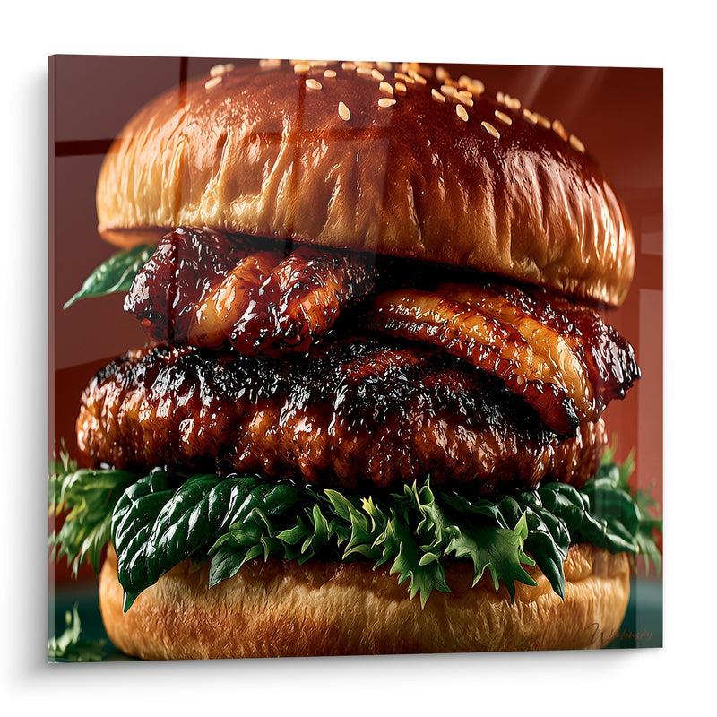 Tableau Burger doré aux couches caramélisées - Appétit gourmand - Edition Burger