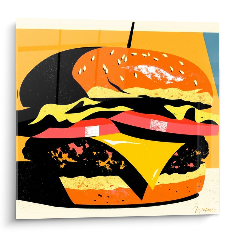 Tableau Burger noir et orange aux graines dorées - Appétit graphique - Edition Burger