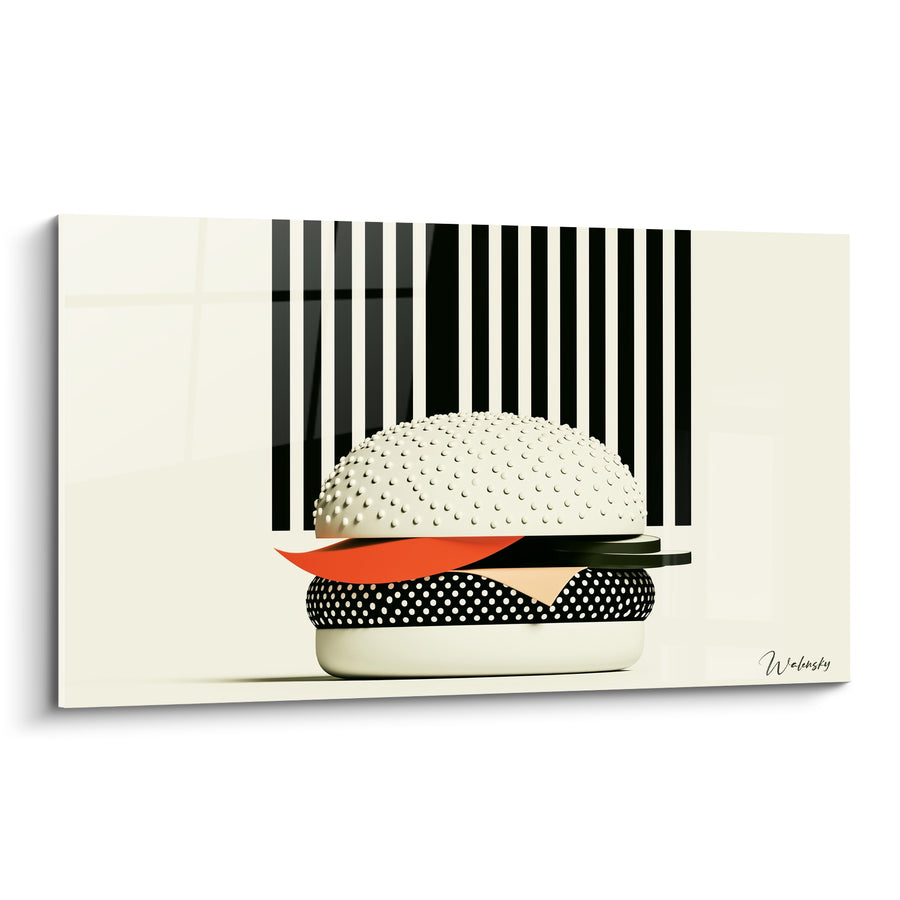 Tableau Burger blanc noir aux motifs pois - Clin d'oeil pop - Edition Burger