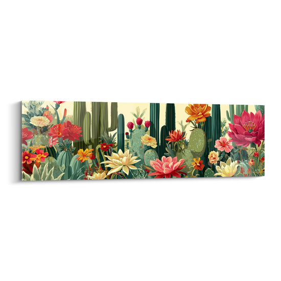 Gemälde Wüstengarten mit Kakteen und mehrfarbigen Blüten - Blütische Oase - Kubismus Edition