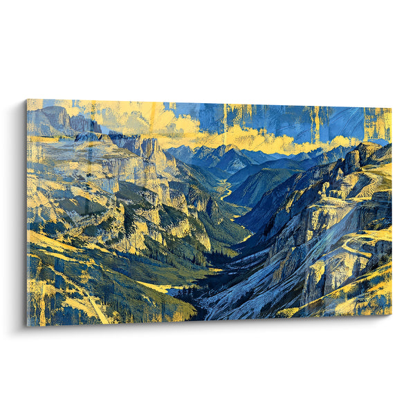 Tableau Dolomites dorées et bleues vallée serpentine - Souffle d'altitude - Edition Cadore Vénétie Italie