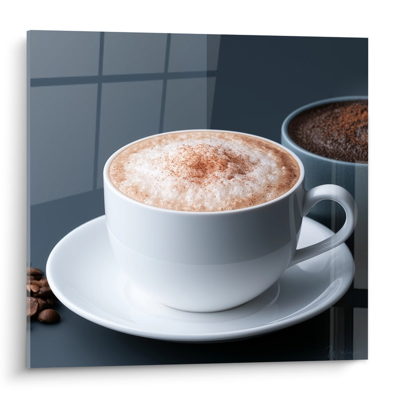 Tableau Cappuccino blanc à la mousse ambrée - Pause matinale - Edition Café