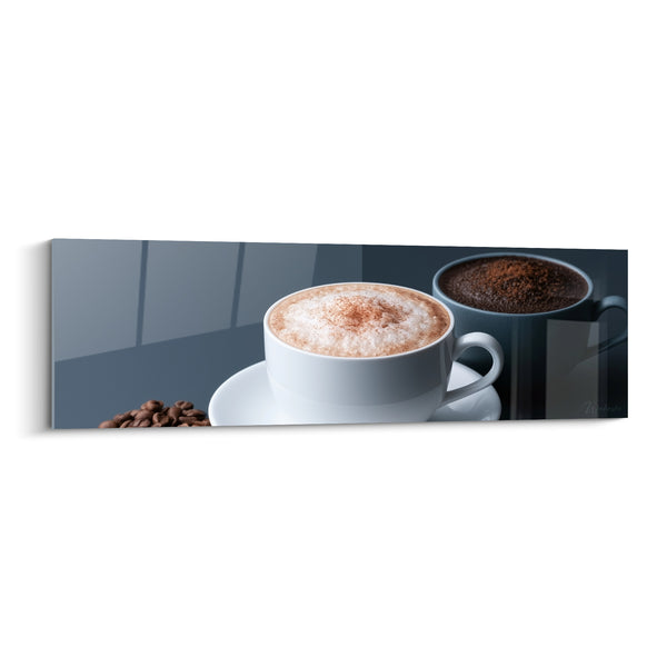 White and Grey Cup with Cinnamon Sprinkled - Reflection on Glass Surface - Café Edition