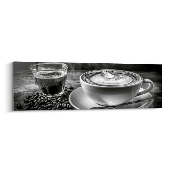White and Black Mug with Espresso Glass Painting - Scattered Coffee Beans - Coffee Edition