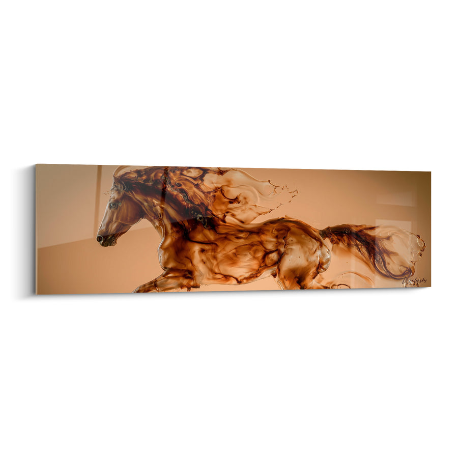 Tableau Cheval brun aux volutes fluides - Galop liquide - Edition Café