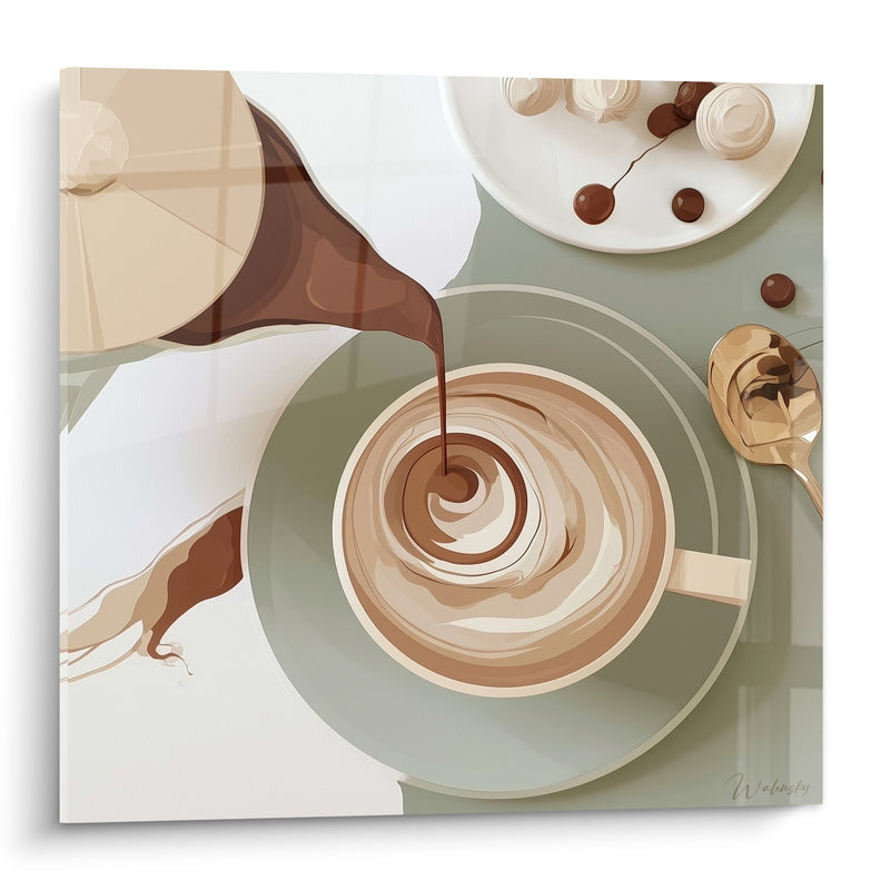 Tableau Tasse ronde beige et vert sauge - Rituel gourmand - Edition Café