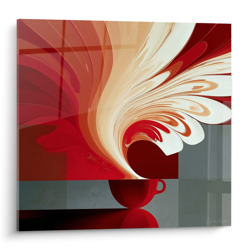 Tableau Tasse rouge éclaboussure crème tourbillonnante - Envolée gourmande - Edition Café