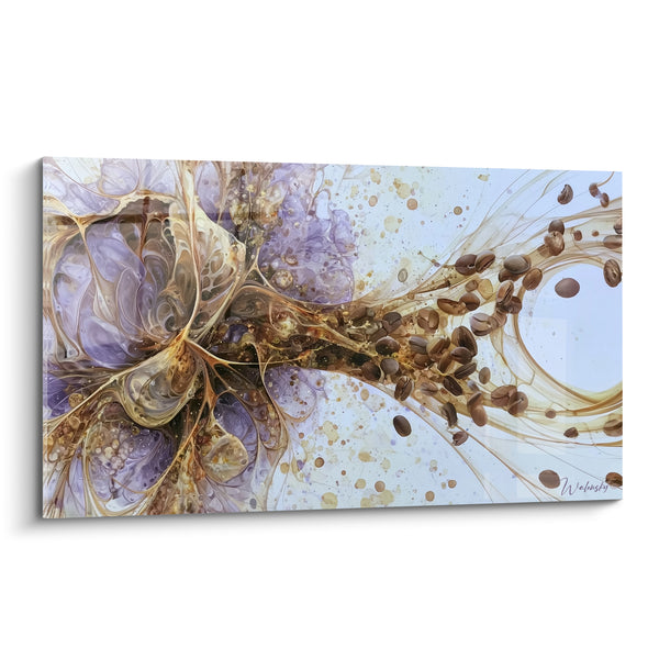 Coffee Beans Swirl Purple Gold Artwork - Aromatic Volute - Café Edition
