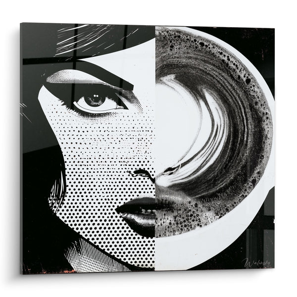 Artwork Merged Face with a Black Cup - Sensory Fusion - Café Edition