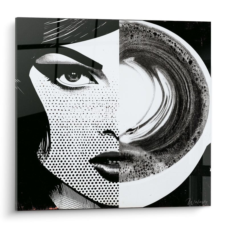 Tableau Visage fusionné à une tasse noire - Fusion sensorielle - Edition Café