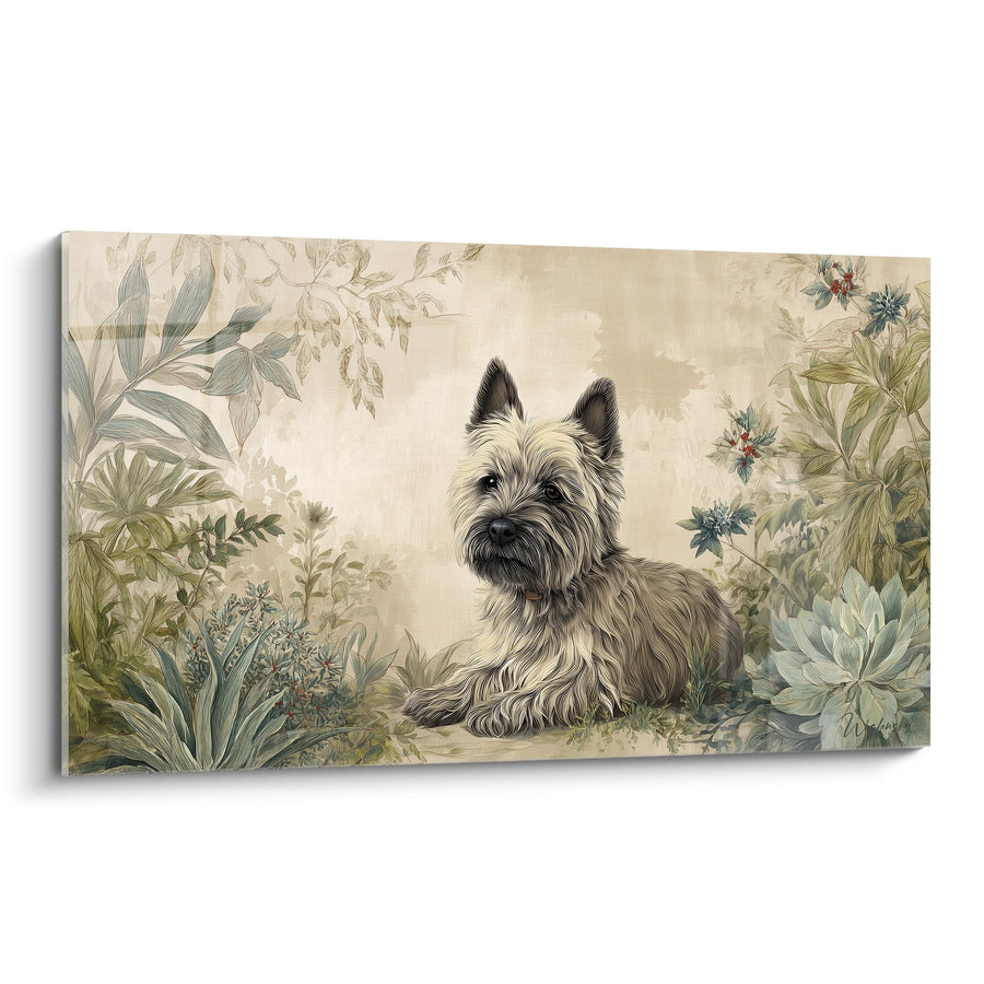 Tableau Chien à Poil Dur dans Jardin Botanique - Charme Rustique - Edition Cairn Terrier