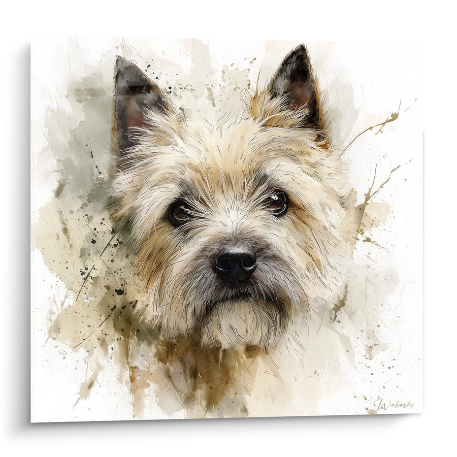 Tableau Portrait Canin aux Tons Aquarellés - Regard Tendre - Edition Cairn Terrier