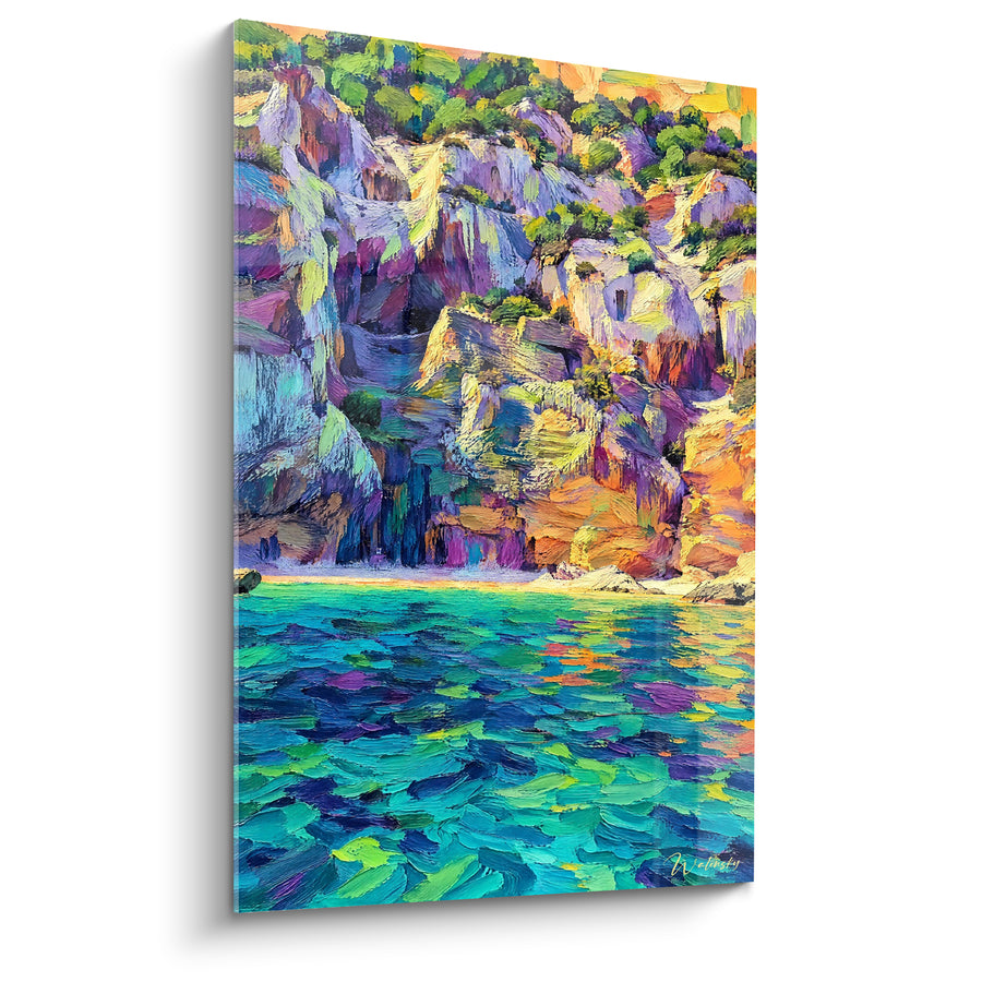 Tableau Falaises calcaires surplombant une eau turquoise - Refuge méditerranéen - Edition Cala Goloritzé Sardaigne Italie