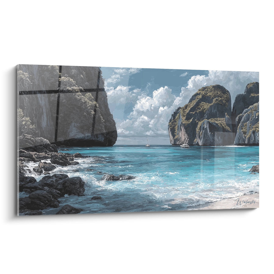 Tableau Calanque Méditerranéenne - Falaises Turquoise - édition Plage