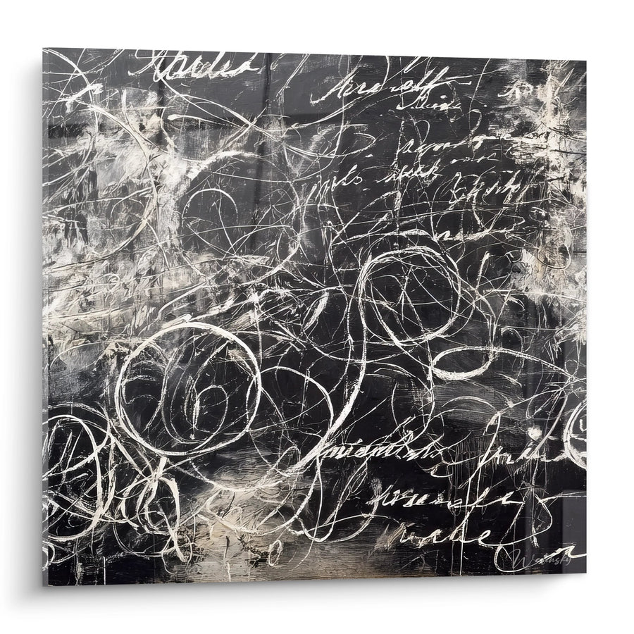 Tableau calligraphie abstraite - Écriture gestuelle moderne - édition dessin