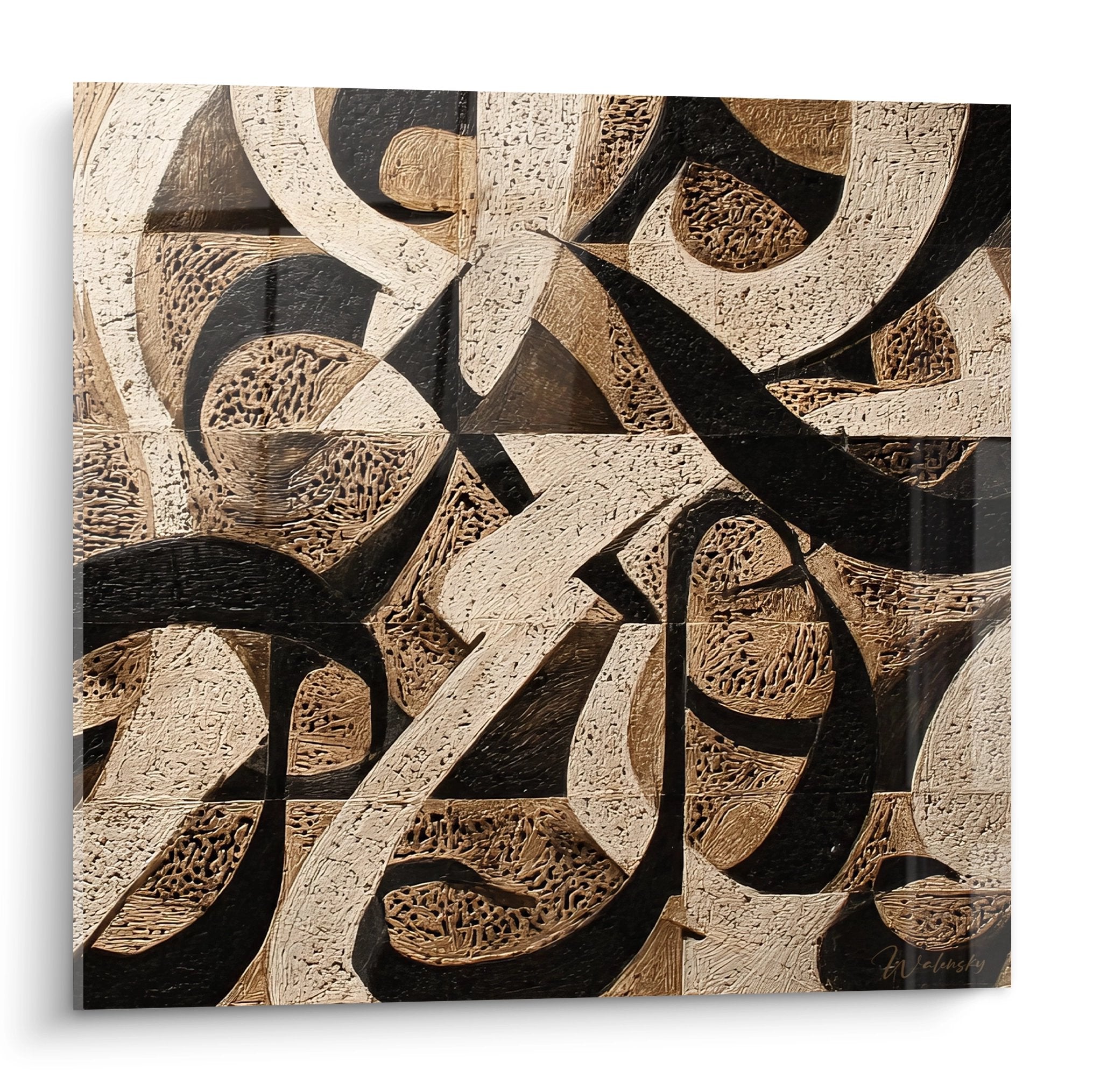 Tableau mural calligraphie arabe sculptée en relief tons naturels culture africaine