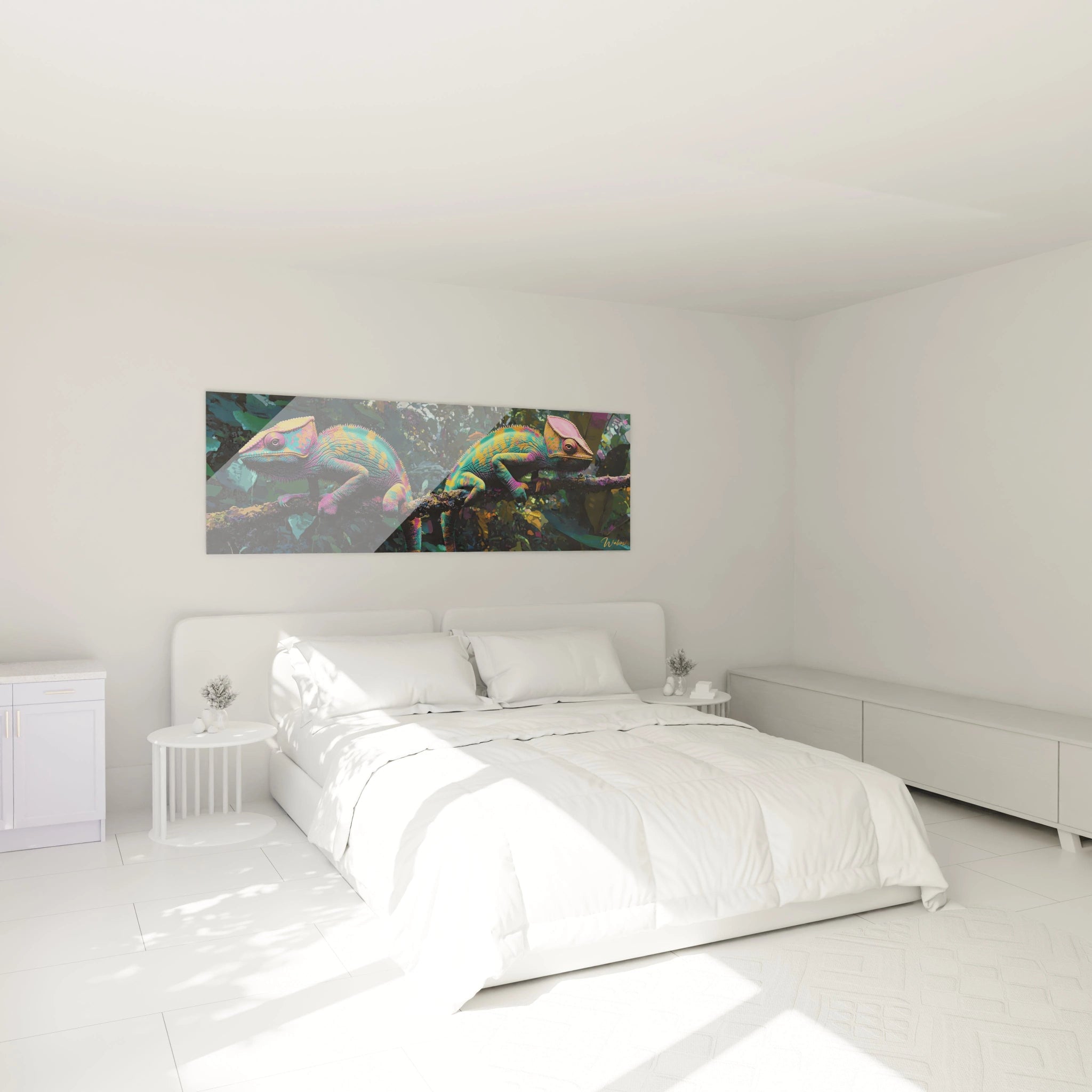 Tableau caméléon Walensky, décor moderne pour chambre, couleurs vibrantes et design contemporain