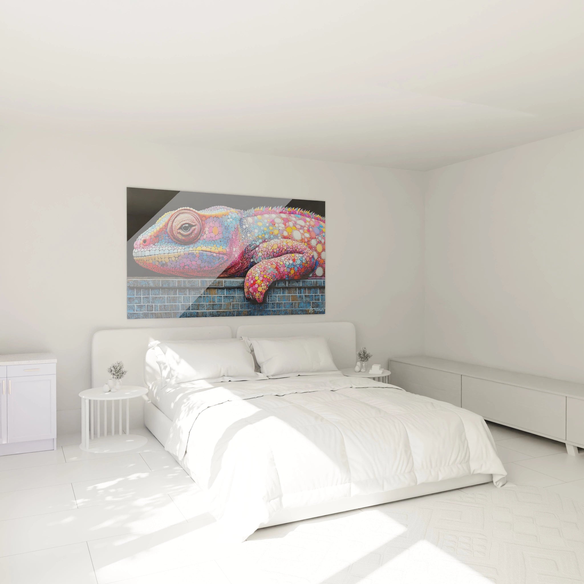 Tableau caméléon coloré de Walensky, parfait pour décorer une chambre moderne