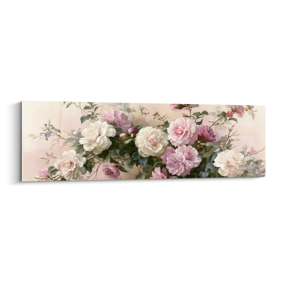 Tableau Camélias blancs et roses en guirlande - Guirlande de printemps - Edition Camélia