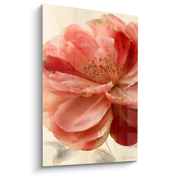 Quadri Camelia rosa e dorata con petali vellutati - Tendenza delicata - Edizione Camelia