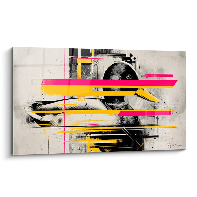Tableau Canard noir bandes roses et jaunes - Signal brouillé - Edition Canard