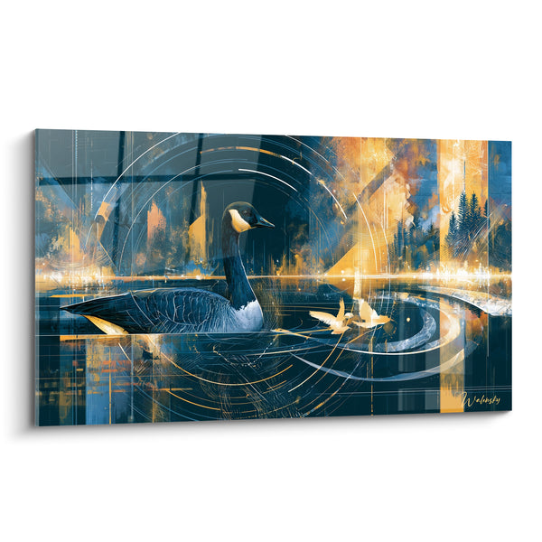 Gemälde Bernache Marineblau und Gold auf Wasser - Nachtdurchquerung - Edition Ente