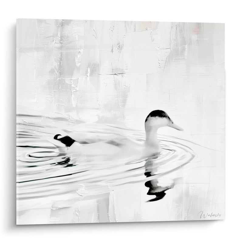 Tableau Canard blanc glissant sur ondulations grises - Glissement paisible - Edition Canard