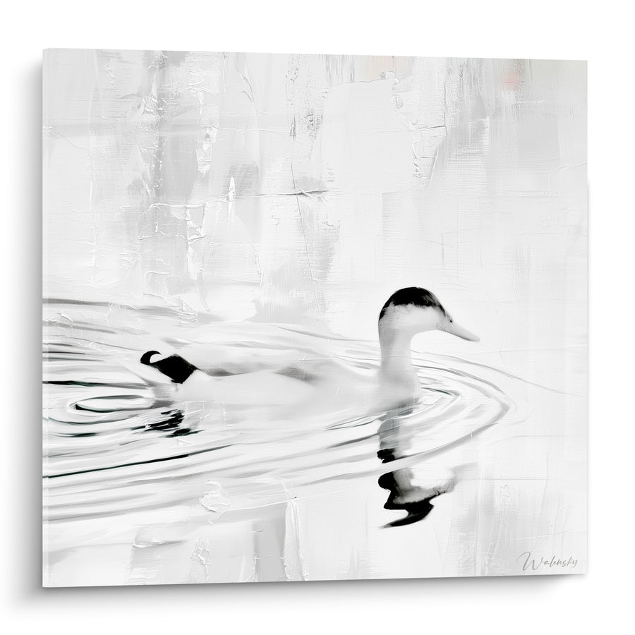 Tableau Canard blanc glissant sur ondulations grises - Glissement paisible - Edition Canard