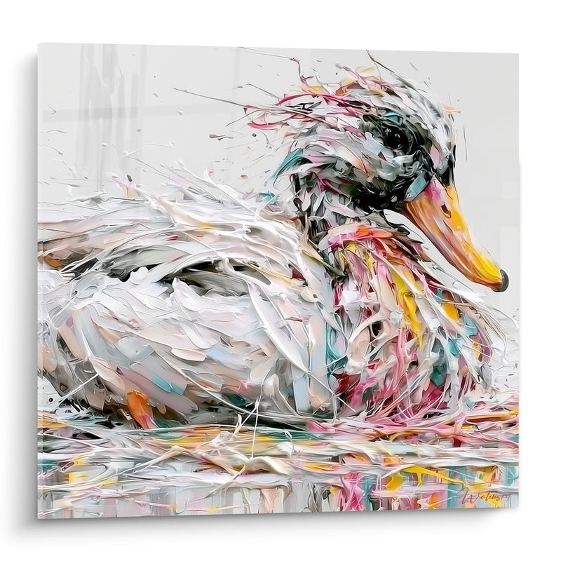 Tableau Canard blanc au bec doré - Repos au fil de l'eau - Edition Canard