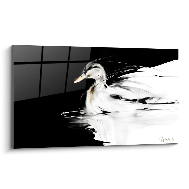 Tableau Canard blanc et noir au bec ivoire - Contraste graphique intense - Edition Canard