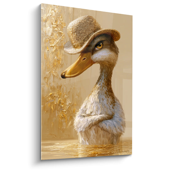 Tableau Canard beige au chapeau de paille - Balade dorée - Edition Canard