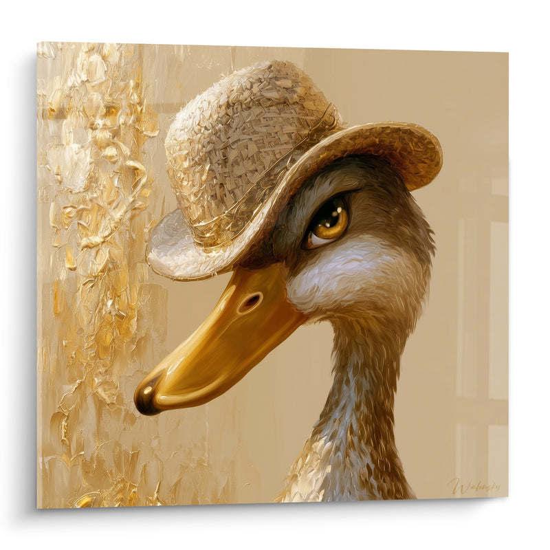 Tableau Canard brun coiffé d'un chapeau de paille - Escapade champêtre - Edition Canard