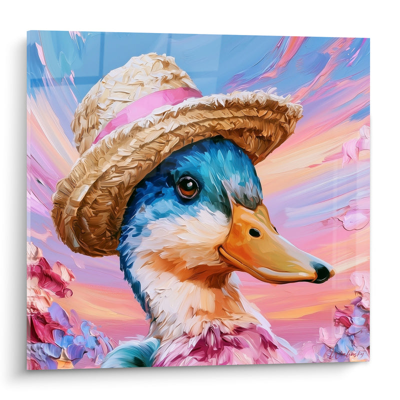 Tableau Canard coiffé d'un chapeau de paille - Balade estivale - Edition Canard