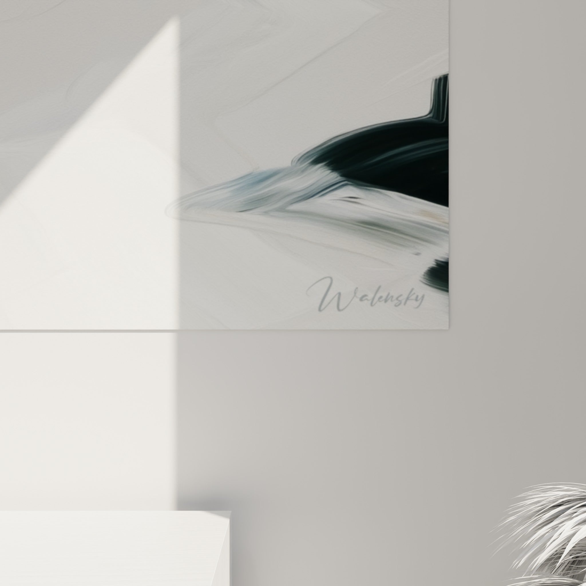 Empâtements blancs et anthracite autour du bec orangé et du plumage texturé du canard colvert