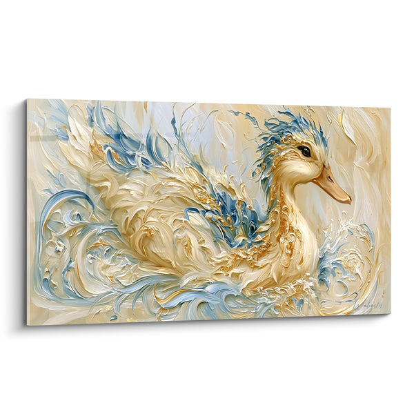 Goldene Enteleinlage mit pastellblauem Glanz - Wassergleiten - Enten-Edition