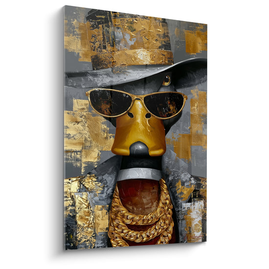 Tableau Canard doré chapeau lunettes chaînes - Prestige affirmé - Edition Canard