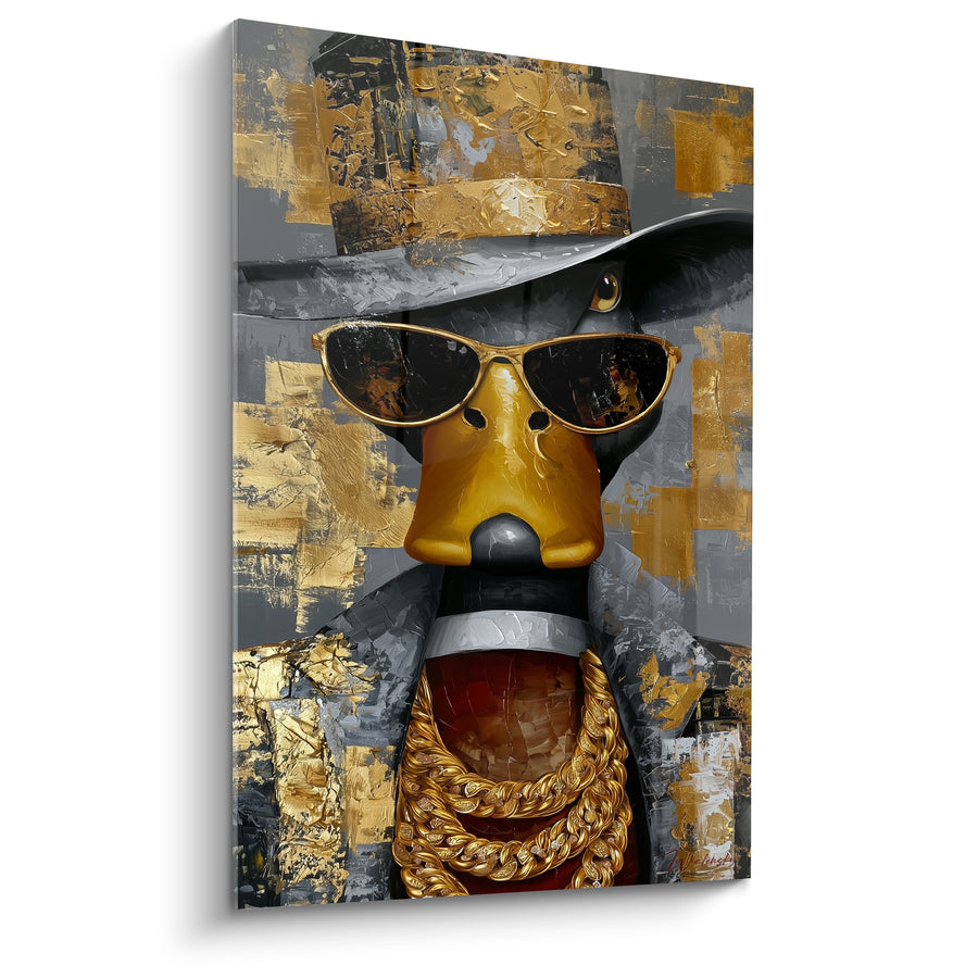 Tableau Canard doré chapeau lunettes chaînes - Prestige affirmé - Edition Canard