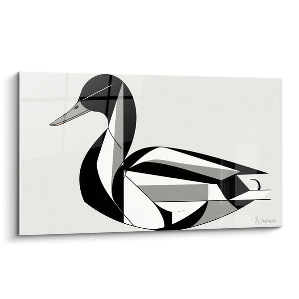 Black and White Geometric Duck Painting - Graphic Silhouette - Duck Edition