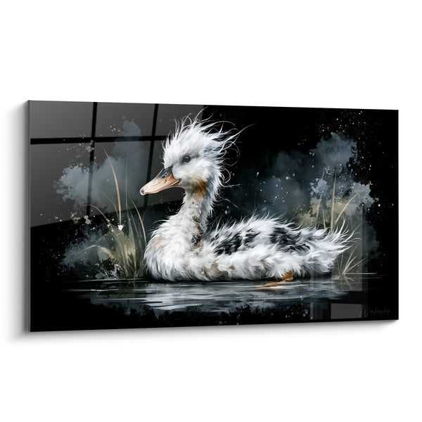 Hooded Duck White on Anthracite Water - Aquatic Solitude - Duck Edition