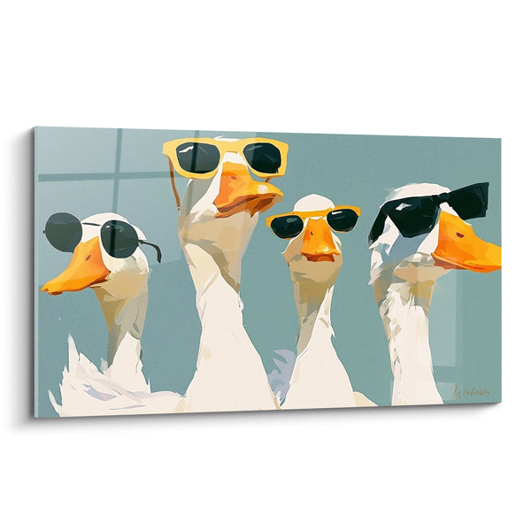 Gemälde Weiße Enten mit Sonnenbrille - Sonnenbrillen-Clique - Enten-Edition