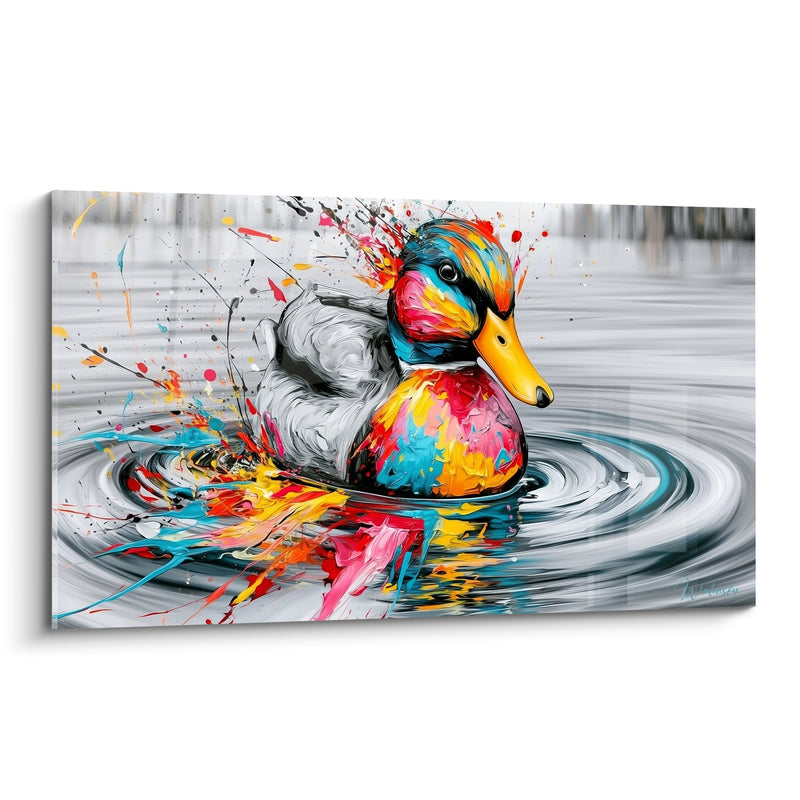 Tableau Canard multicolore aux éclaboussures vives - Éclaboussure sur l'eau - Edition Canard