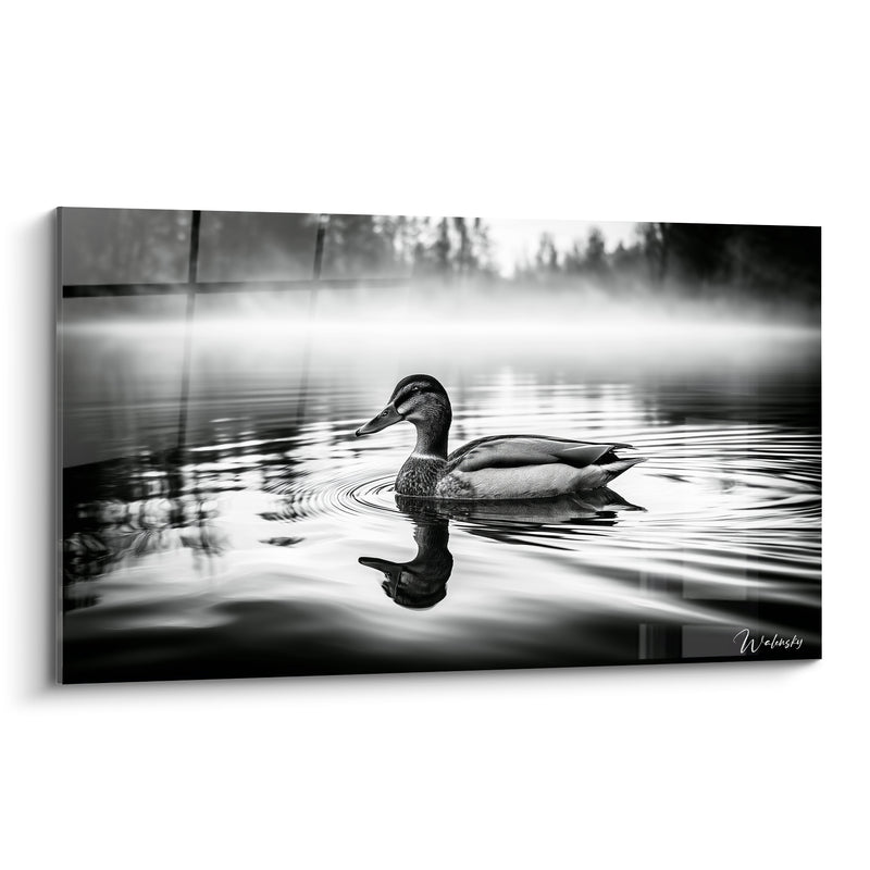 Tableau Canard gris et noir sur lac brumeux - Reflet dans la brume - Edition Canard