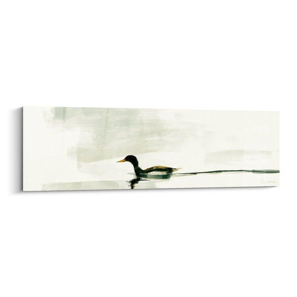 Black and Beige Duck Painting on Stretched Waterline - Minimalist Mist - Duck Edition