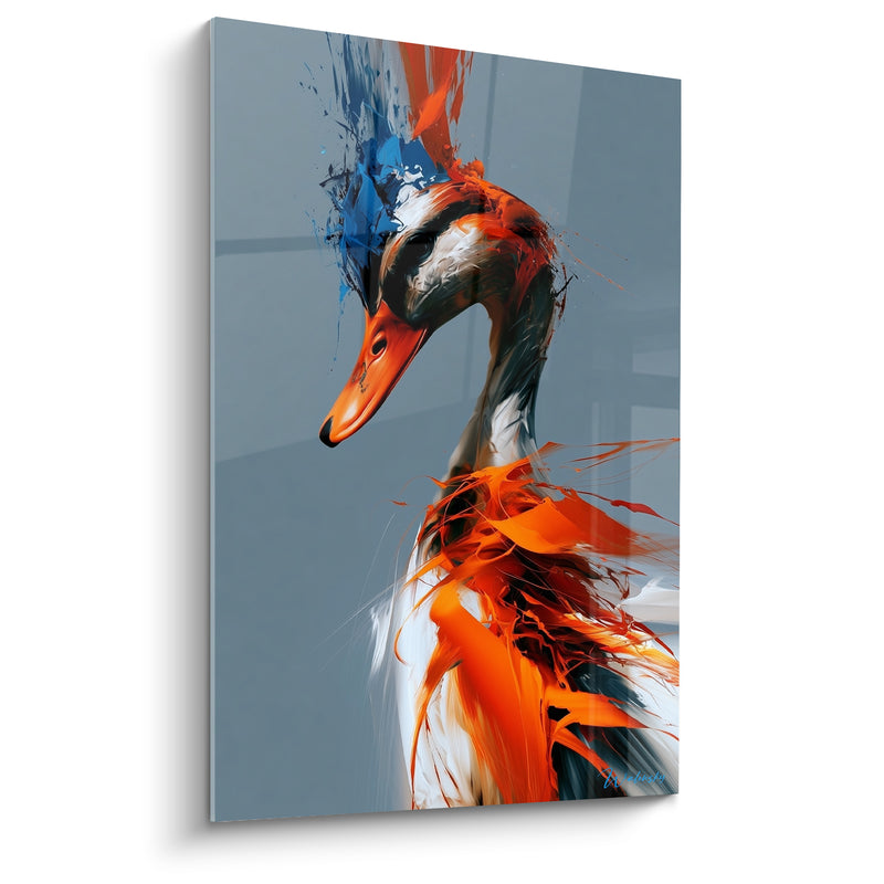 Tableau Canard au plumage orange éclaboussé - Élan sauvage - Edition Canard
