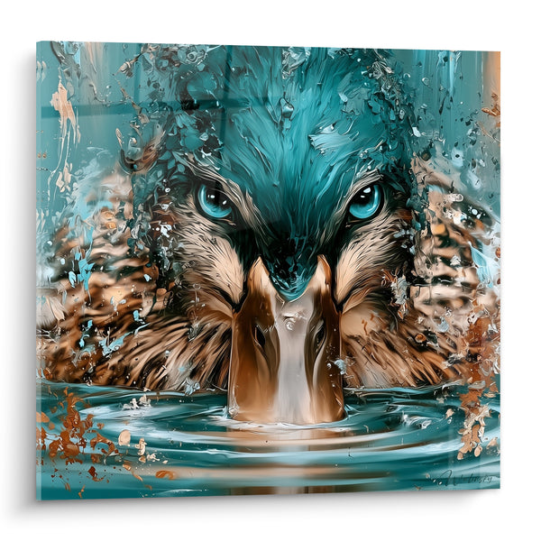 Canvas Duck, Merganser and Copper on Water - Under the Water's Surface - Duck Edition