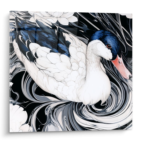 Duck Painting Blue Head Navy Bill Coral - Silent Whirlpool - Duck Edition