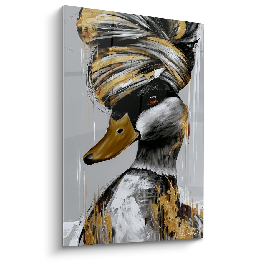 Tableau Canard au turban doré et gris - Prestance royale - Edition Canard